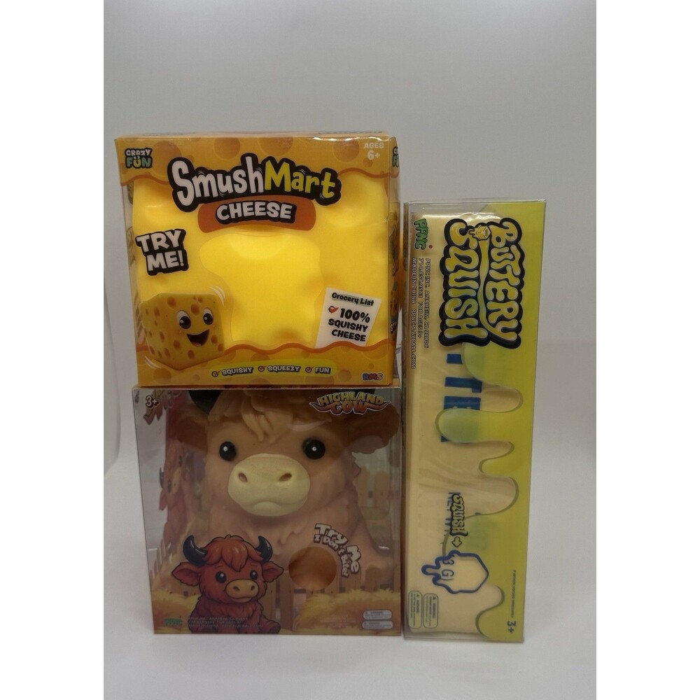 Jumbo Squishy Bundle PPNC Highland Cow - Butter - RMS Smushmart Cheese Fast Ship